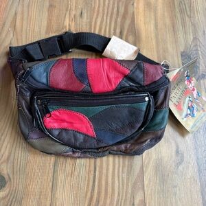 SOLD!!Vintage Cestino leather patchwork Fanny pack NWT